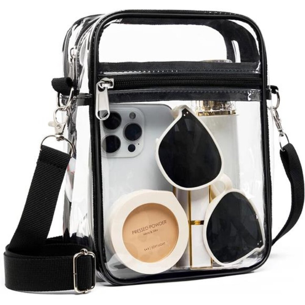 Clear Crossbody Purse Bag, Clear Bag Stadium Approved with Front Pocket